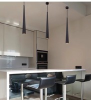 Nordique Noir Or Long Tube LED Bar Lustre Salle À Manger Moderne Simple Hôtel Rétro Pendentif Lumière