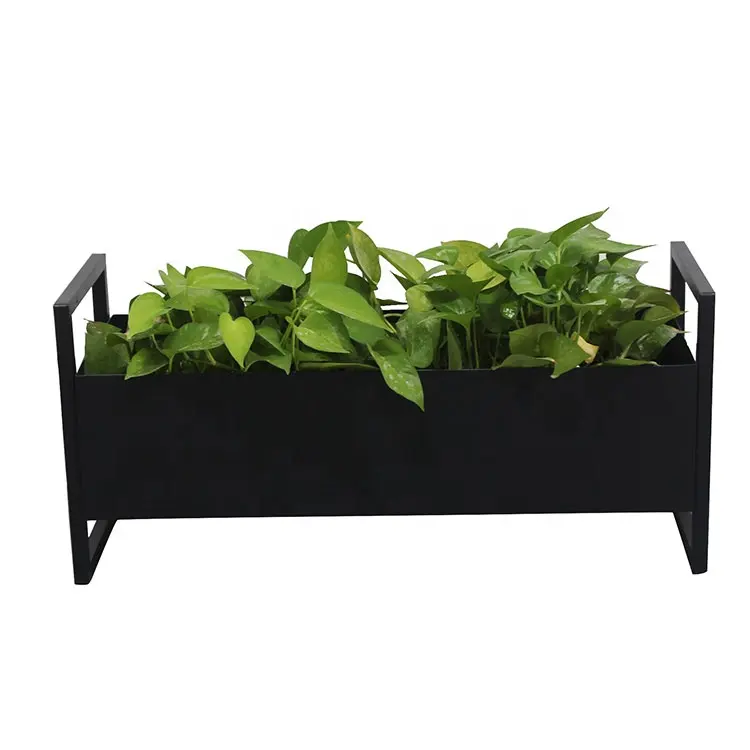 Removable Rectangular Outdoor large garden metal flower pots & planters with legs