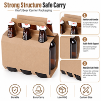 Porte-bouteilles de bière durable et recyclable pour six bouteilles, avec structure pliable, support de fond robuste et impression personnalisée pour la vente au détail de boissons