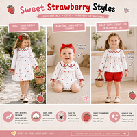 Puresun Prix de Gros Barboteuse à Volants 100% Coton avec Broderie Fraise et Imprimé Pois, Col Peter et Poignets à Nœuds pour Bébé 0-24 Mois