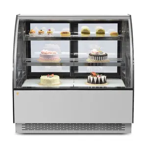 Коммерческая прямоугольная или дуговая витрина для стеклянных тортов, витрина для хлебобулочных изделий, холодильное оборудование, охладитель для тортов на продажу