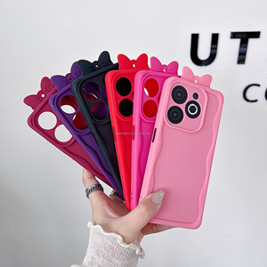 Custodia per telefono alla moda a tinta unita con fiocco, in silicone a bordo curvo per <span class=keywords><strong>Samsung</strong></span> A32 <span class=keywords><strong>M12</strong></span> F12 A52 A53 S9 S9+ S10 S10+ MO6 - Product Image 4