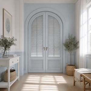 Porta ad Arco Doppia con Pannelli a Persiana Stile Shutter, Misura Personalizzata, Produzione Diretta OEM per Progetti Residenziali, Alberghieri e Ville - Product Image 2