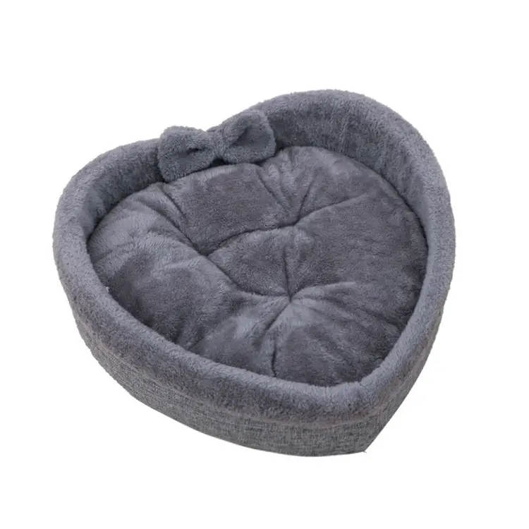Cama de pelúcia para animais confortável, venda quente de cama de pelúcia confortável para gatos e cachorros em formato de coração, cama de pelúcia