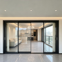 Porte coulissante en verre trempé en alliage d'aluminium robuste, porte intérieure coulissante industrielle pour maisons, villa, étanche
