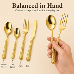 Smooth Polished Eco-Friendly Reusable Stainless Steel <b>Flatware</b> <b>Set</b> 4-Piece Retro Home Party Catering Use - Product Image 4