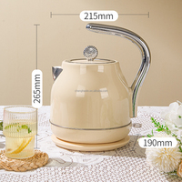 Bouilloire Électrique de Luxe Couleur Crème avec Arrêt Automatique, Intérieur en Acier Inoxydable 304, Style Rétro Européen pour le Thé