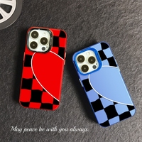 Coque de téléphone portable tendance motif quadrillé coloré argenté pour iPhone 16 15 Pro Max 14 13, coque arrière transparente IMD effet pierre fraîche