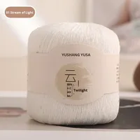 Kemeja Cut-Out Linen musim panas 100% benang wol dengan benang renda payet Laser & manik-manik rami Mohair payet warna-warni