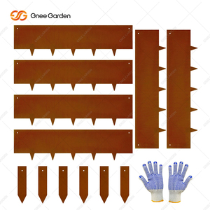 Bordure de jardin en acier corten de 10 pouces, empilable, pliage simple, dent unique, 6 pièces, bordure durable pour jardin, parterres de fleurs - Product Image 2