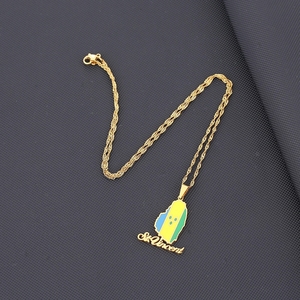 Nouvelle goutte d'huile d'émail <span class=keywords><strong>ST</strong></span>. <span class=keywords><strong>Vincent</strong></span> carte drapeau pendentif collier pour femmes filles bijoux en acier inoxydable ethnique fête d'anniversaire cadeaux - Product Image 4