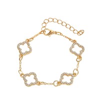 Bracelet trèfle porte-bonheur double face en acier inoxydable plaqué or 18 carats de haute qualité pour femmes Bijoux en acier inoxydable