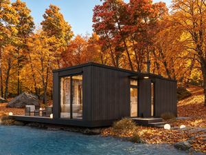Casetta Prefabbricata <span class=keywords><strong>in</strong></span> Acciaio con Design Moderno per Vacanze e Uso Esterno <span class=keywords><strong>in</strong></span> Foresta, con Soggiorno e Bagno - Product Image 4