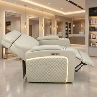 Fauteuil de massage de luxe pour salon, en cuir PU, inclinable électriquement, avec porte-gobelet et éclairage LED pour salon de coiffure