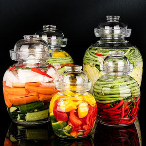 Bocal en verre Mason personnalisé de 1,5 L, 2,5 L, 5 L, 7 L, 10 L pour la <span class=keywords><strong>fermentation</strong></span> des cornichons, du chou sauer, la mise en conserve, le stockage en cuisine avec couvercles hermétiques pour la maison - Product Image 1