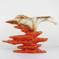 Statue de cheval au galop en marbre mandarine, finition artisanale en résine, ornement moderne pour salon