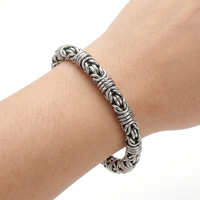 Bracelet chaîne byzantine en acier inoxydable 8 mm x 21 cm, bracelets à maillons tendance pour hommes et unisexe, plaqué or 18 carats, vente en gros