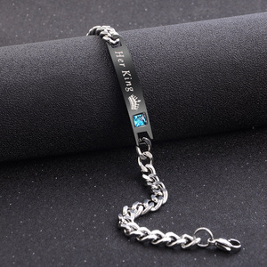 Offre Spéciale Accessoires Couple Bracelet Diamant Noir Géométrique Main Alliage Plaqué Or Bijoux WISH's Charm Couple Bracelet - Product Image 6