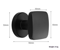 Serrure mécanique simple noire moderne à face unique pour l'intérieur, invisible, carrée et silencieuse, vis d'un an pour portes et fenêtres