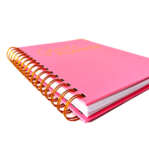 Carnet de planification hebdomadaire 2026 rose personnalisé avec estampage doré pour filles, reliure spirale, couverture rigide, impression usine - Product Image 3