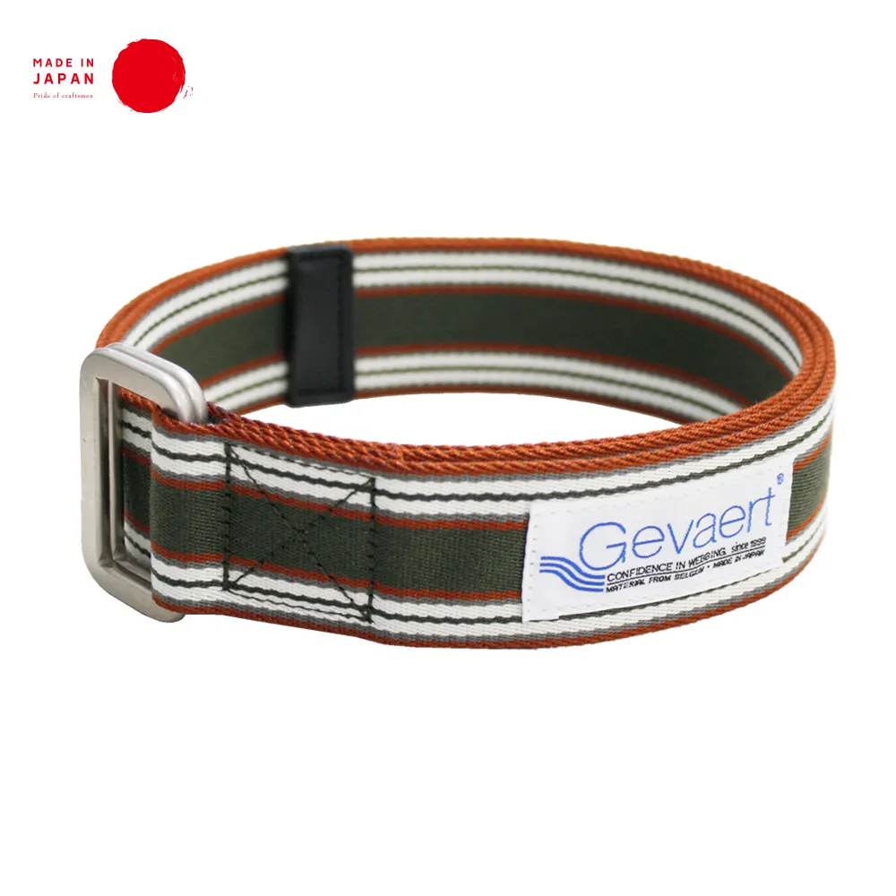 [ Gevaert ] belts luxury Double Ring Buckle Tape Belt - Made in Japan