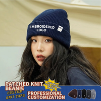 Bonnet en tricot unisexe personnalisé pour adulte, automne-hiver, avec logo en relief, personnalisation avec décoration en nœud, motif lettres pour le sport