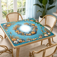 Tapis de jeu de Mahjong américain avec motif Océan Bleu, 31,5x31,5 pouces, design Récif Corallien Tile Muse, pour jeux familiaux et cadeaux