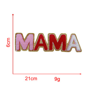 Nuovo commercio all'ingrosso oro Glitter ciniglia Mama Patch lettera di ferro personalizzato su MAMA ciniglia Patch Mini Patch ciniglia per la <span class=keywords><strong>mamma</strong></span> <span class=keywords><strong>abbigliamento</strong></span> - Product Image 6