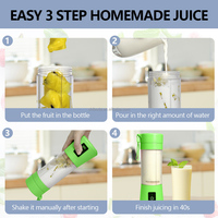 Draagbare Usb Elektrische 380Ml Juicer Blender 6-blade Mini Smoothie Mixer Shakes Vruchten Draadloze Oplaadbare Voor Auto Hotel Buiten