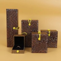 Cajas de Regalo para Joyería al por Mayor, Estilo Chino, Personalizadas, para Collares, Pulseras, Anillos, Cajas de Joyería de Terciopelo Marrón