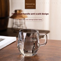 Mug en verre hexagonal moderne avec poignée 280 ml, anti-fuite, compatible lave-vaisselle, pour thé, café et plus
