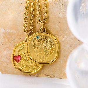Collar de ythology chapado antiguo, disco de Teel chapado en oro de 18K, diosa reek ETRO - Product Image 4