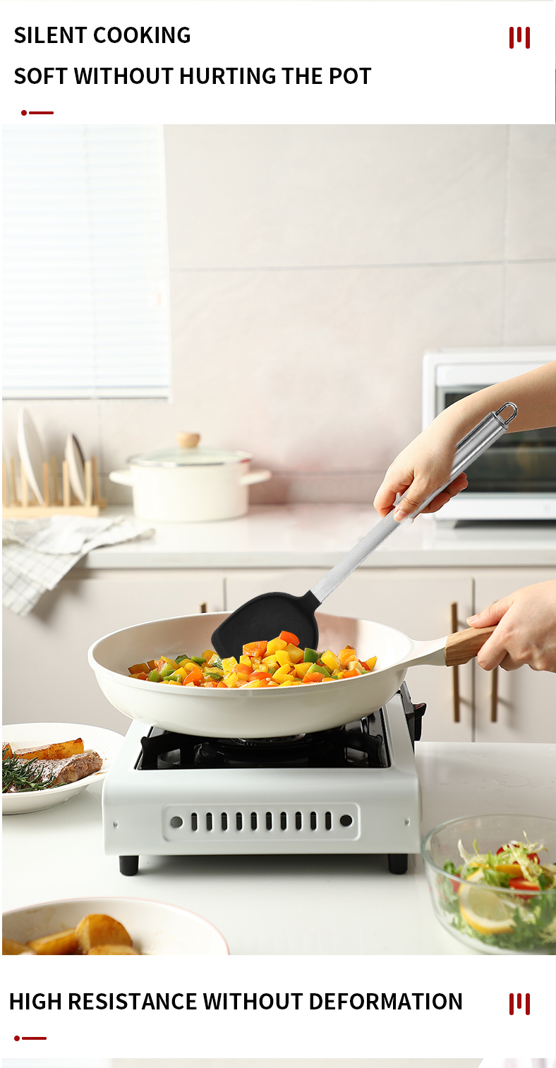 Factory New Design Kitchen Utensils 304 Stainless Steel Cookware Set Kitchen Supplies Kitchen Utensil set With Silicone