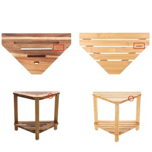 เก้าอี้ไม้สำหรับห้องน้ำ 43x25x20 ซม. ชั้นวางของสองชั้น ไม้เนื้อแข็ง ที่นั่งอาบน้ำกันลื่น ชั้นวางมุม - Product Image 5