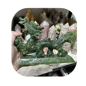Holesale-cristal natural para decoración del hogar, artesanía de dragón de jade verde, piedra nergy