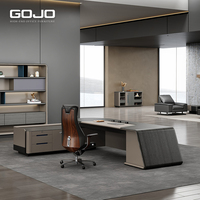 Bureau de direction moderne en forme de L Table de direction en bois de luxe pour chambre de PDG, bureau de patron et mobilier d'espace de travail de directeur