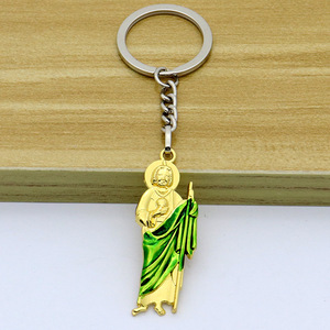 Llavero de San Judas con Esmalte Verde, Santo Patrón Católico de los Casos Desesperados, Regalo de Protección Religiosa - Product Image 5