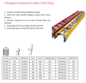 Công nghiệp phong cách sợi thủy tinh mở rộng cáp móc thang FRP vật liệu cách nhiệt Kính thiên văn thang để sử dụng ngoài trời - Product Image 6