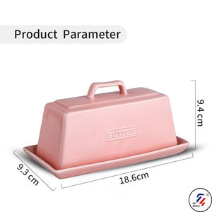 Beurrier <span class=keywords><strong>rectangulaire</strong></span> en <span class=keywords><strong>porcelaine</strong></span> céramique multicolore Offres Spéciales avec couvercle Beurre en liège - Product Image 6