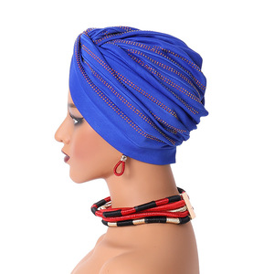 En gros 2024 Nouvelle Arrivée Dames Strass Headtie Mode Plaine Twist Perlé <span class=keywords><strong>Chimio</strong></span> Cancer Headwrap Femmes Africain Turban Cap - Product Image 2