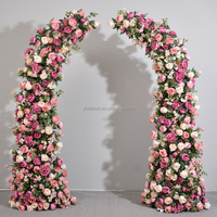 L-FRA Nouvelle conception de haute qualité, chemin de table floral en soie rose, arche florale, vert, blanc, rouge, bleu, rose, décoration de mariage, chemins de table floraux