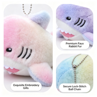 Boneka Hiu Mini Karakter Laut Bahan Polyester Ringan dengan Rantai Bola Kokoh, Cocok untuk Mesin Cakar Arcade