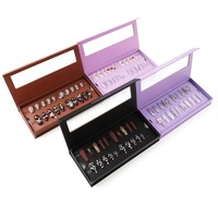 Boîte vide personnalisée pour faux ongles, transparente, en matériaux recyclés, avec paillettes, design portable, finition bronzante, rose, violet, noir