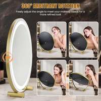 Miroir de Maquillage Portable Mural et de Bureau LED Électrique Intelligent, Style Art Déco, avec Cadre en Fer Forgé Personnalisable pour la Maison et le Dortoir