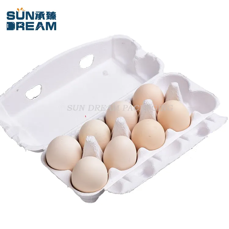 カスタム工場直販12サポート加工紙10個ホワイトパルプ卵箱バガストレイ卵用