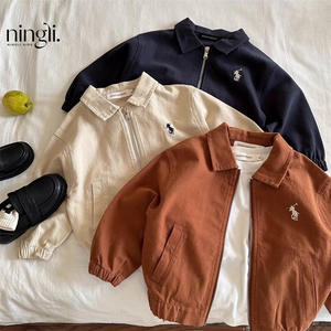 Versione autunnale coreana cappotto Casual per bambini elegante giacca con cerniera ricamata per ragazzi - Product Image 1