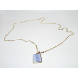 . Chaîne Byzantine plate en argent sterling 925 avec pendentif en agate - Product Image 3