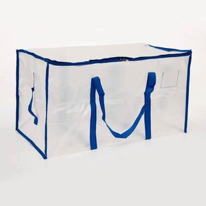 Clear Extra Large Heavy-Duty PP Woven Storage <b>Bags</b> <b>Foldable</b> Reusable with Backpack Straps Moving Promotional Shopping Solution - Product Image 4