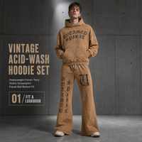 Ensemble sweat à capuche et pantalon de survêtement en coton imprimé thermique épais, personnalisé OEM/ODM, pour usage quotidien, coupe oversize