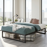 Sommier plateforme en métal moderne et durable Abel / Support de matelas à lattes / Pas de sommier tapissier nécessaire / Montage facile - Taille complète